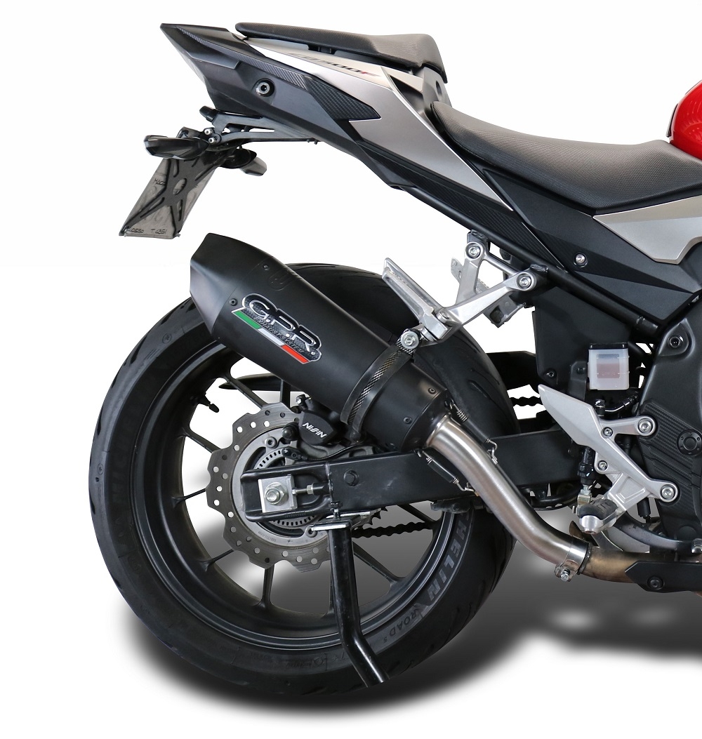 Pot echappement compatible avec Honda Cb 500 X 2019-2025, GP Evo4 Black Titanium, Échappement légal, homologué,silencieux avec db killer amovible et tuyau de liaison spécifique 