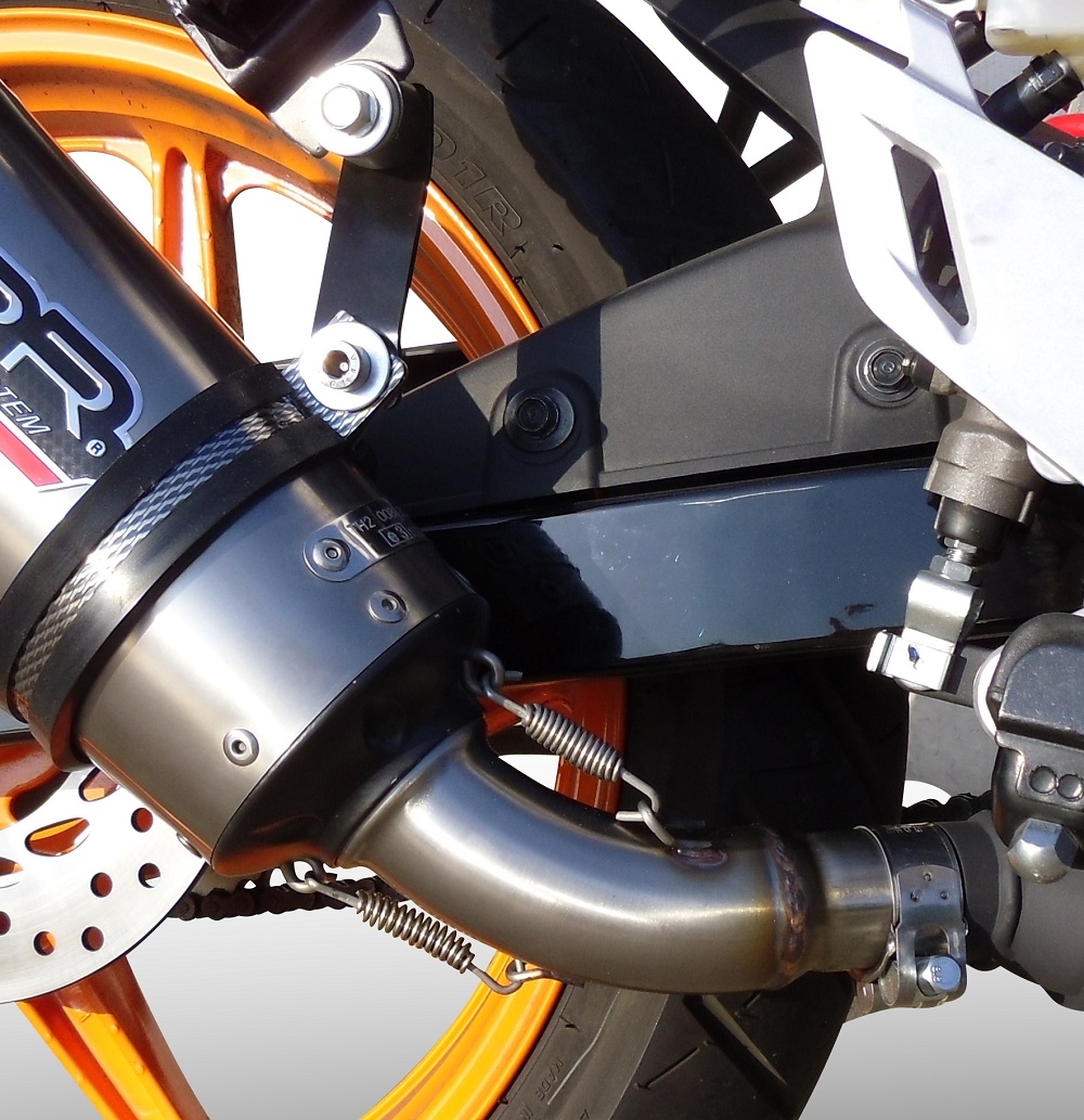Pot echappement compatible avec Honda Cbr 125 R 2011-2016, Gpe Ann. titanium, Échappement légal, homologué,silencieux avec db killer amovible et tuyau de liaison spécifique 