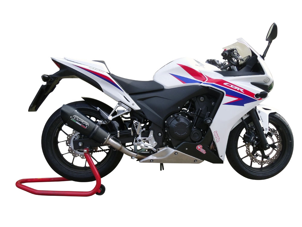 GPR pot echappement compatible avec  Honda Cbr 500 R 2023-2024, New Grand Prix Evo Black Titanium, Échappement légal, homologué,silencieux avec db killer amovible et tuyau de liaison spécifique 