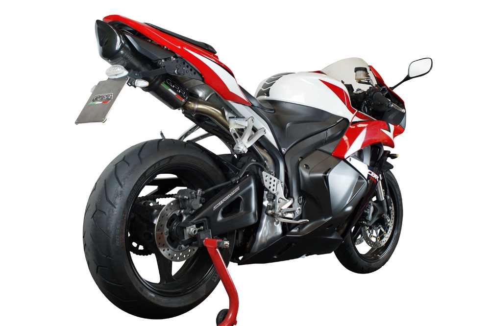 Pot echappement compatible avec Honda Cbr 600 Rr 2005-2006, Tiburon Poppy, Échappement légal, homologué,silencieux avec db killer amovible et tuyau de liaison spécifique 