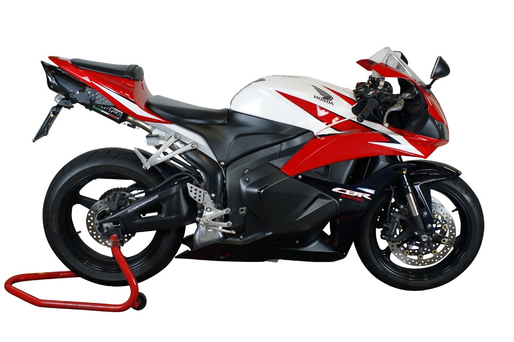 Pot echappement compatible avec Honda Cbr 600 Rr 2005-2006, Tiburon Poppy, Échappement légal, homologué,silencieux avec db killer amovible et tuyau de liaison spécifique 