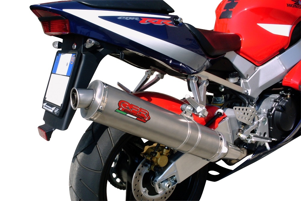 Pot echappement compatible avec Honda Cbr 900 Rr 2000-2003, Inox Tondo, Silencieux d'échappement, homologué, montage avec bride spécifique (bolt-on), avec db killer amovible 