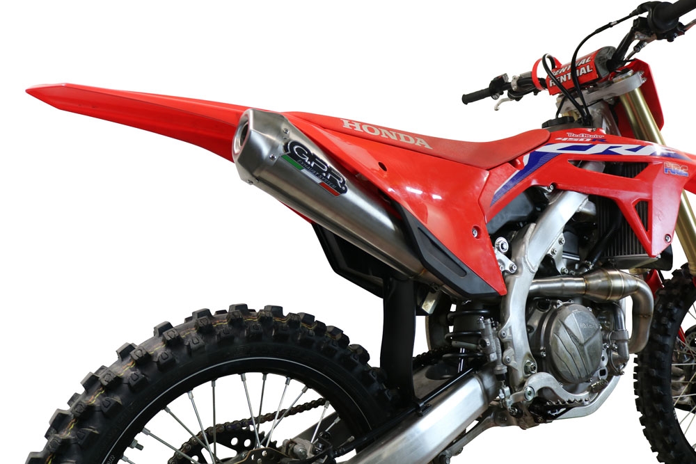 Pot echappement compatible avec Honda Crf 450 R-RX 2021-2025, Pentacross Inox, Pot d'échappement complet racing, compris de collecteur et db killer amovible, sans homologation 