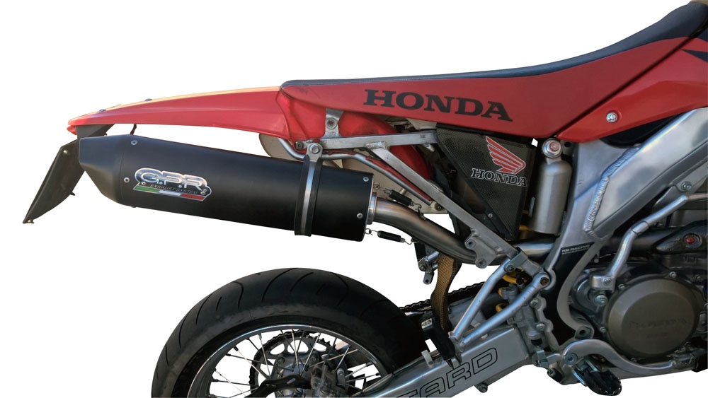 Pot echappement compatible avec Honda Crf 450 R-RX 2005-2005, Furore Nero, Homologué et légal, système d'échappement complet, avec db killer amovible 