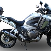 Pot echappement compatible avec Honda VFR1200X Crosstourer 2017-2020, Furore Evo4 Nero, Échappement légal, homologué,silencieux avec db killer amovible et tuyau de liaison spécifique 