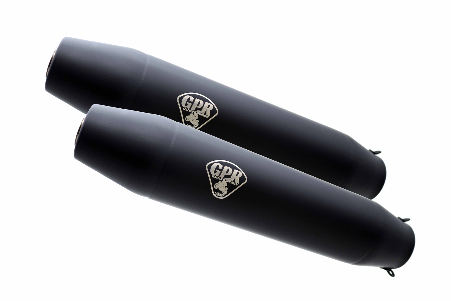 Pot echappement compatible avec Moto Guzzi V 65 Tt - SP - Lario - Gt- Custom 1982-1994, Deeptone Black Cafè Racer, Paire de silencieux d'échappement homologués, avec db killers amovibles, livrés sans tubes de liaison 