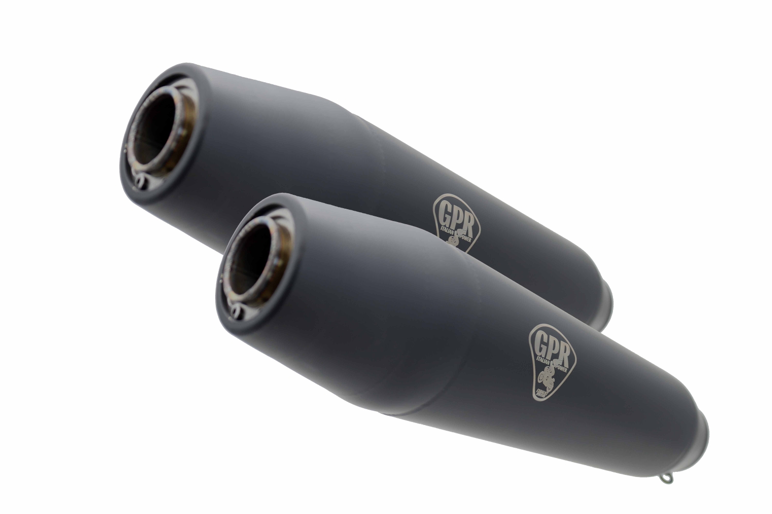 Pot echappement compatible avec Moto Guzzi V 65 Tt - SP - Lario - Gt- Custom 1982-1994, Deeptone Black Cafè Racer, Paire de silencieux d'échappement homologués, avec db killers amovibles, livrés sans tubes de liaison 