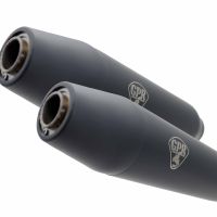 Pot echappement compatible avec Moto Guzzi V 65 Tt - SP - Lario - Gt- Custom 1982-1994, Deeptone Black Cafè Racer, Paire de silencieux d'échappement homologués, avec db killers amovibles, livrés sans tubes de liaison 