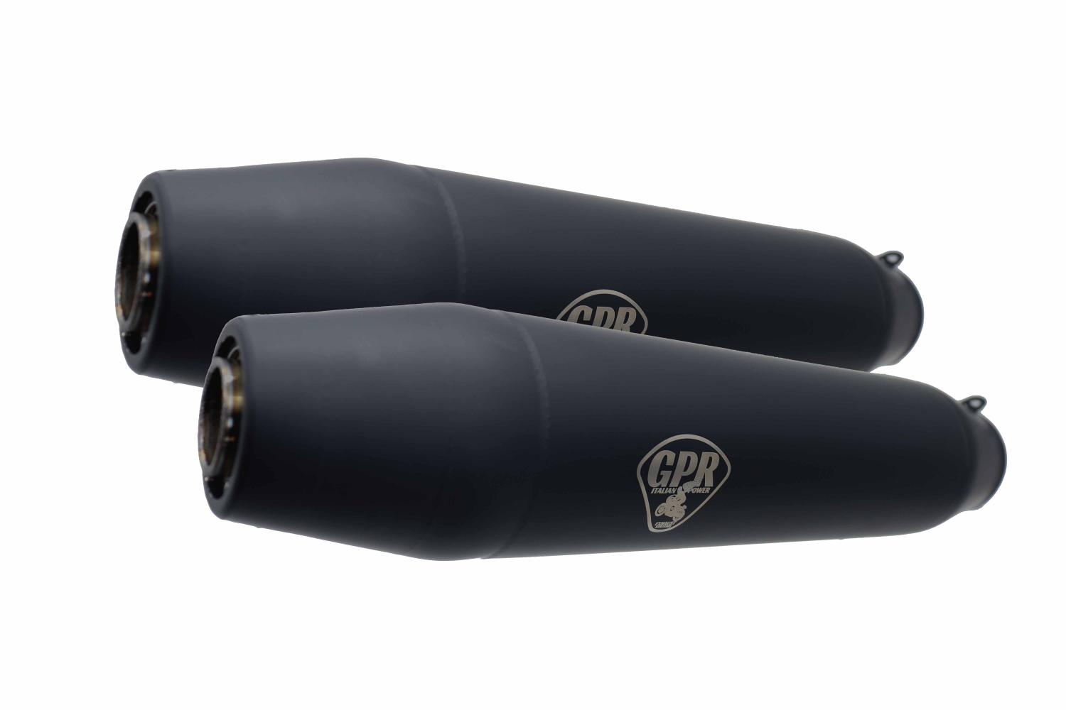 Pot echappement compatible avec Moto Guzzi V 65 Tt - SP - Lario - Gt- Custom 1982-1994, Deeptone Black Cafè Racer, Paire de silencieux d'échappement homologués, avec db killers amovibles, livrés sans tubes de liaison 