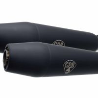 Pot echappement compatible avec Moto Guzzi V 65 Tt - SP - Lario - Gt- Custom 1982-1994, Deeptone Black Cafè Racer, Paire de silencieux d'échappement homologués, avec db killers amovibles, livrés sans tubes de liaison 