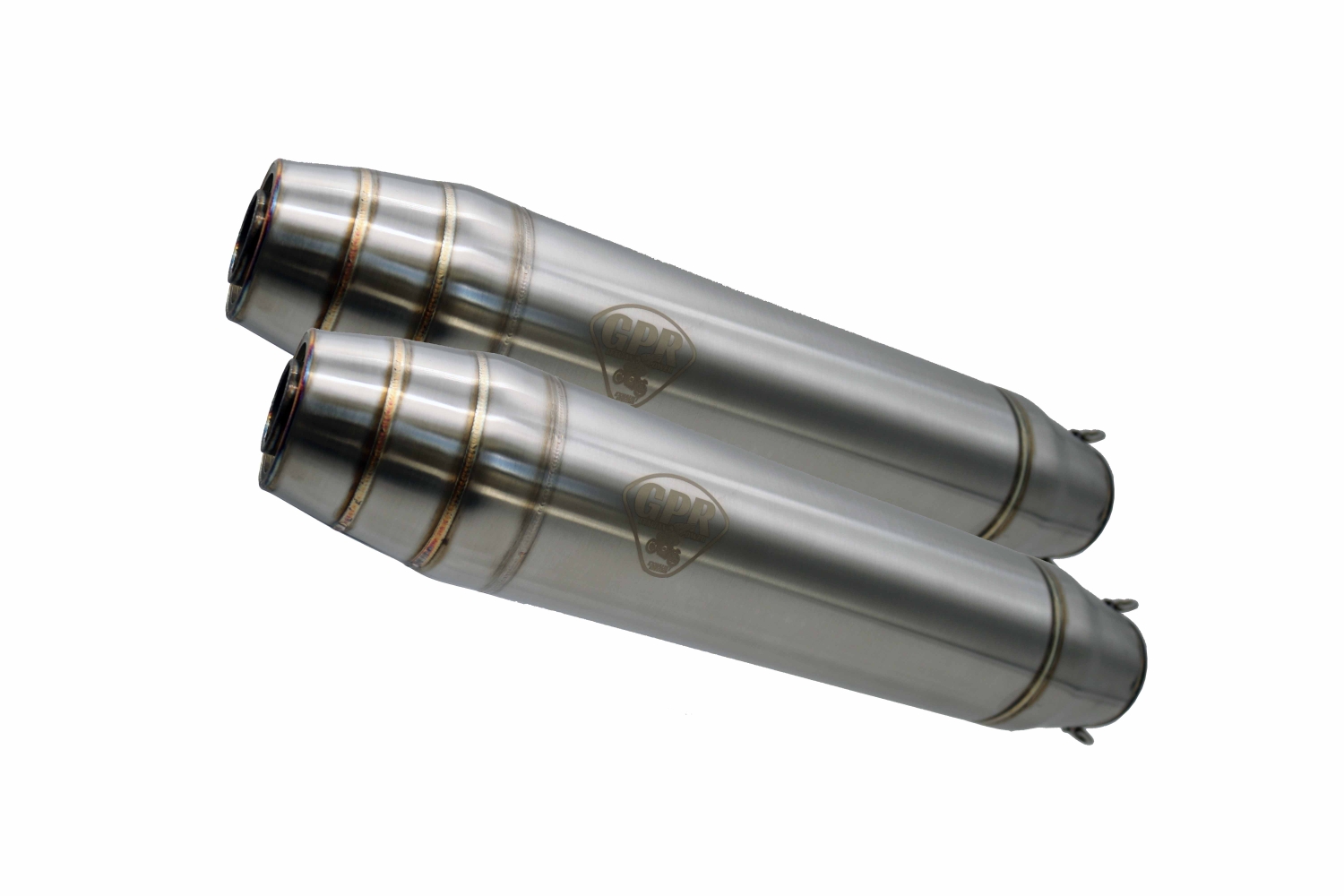 Pot echappement compatible avec Moto Guzzi V 35 Tt - SP - Lario - Gt- Custom 1982-1994, Deeptone Inox Cafè Racer, Paire de silencieux d'échappement homologués, avec db killers amovibles, livrés sans tubes de liaison 
