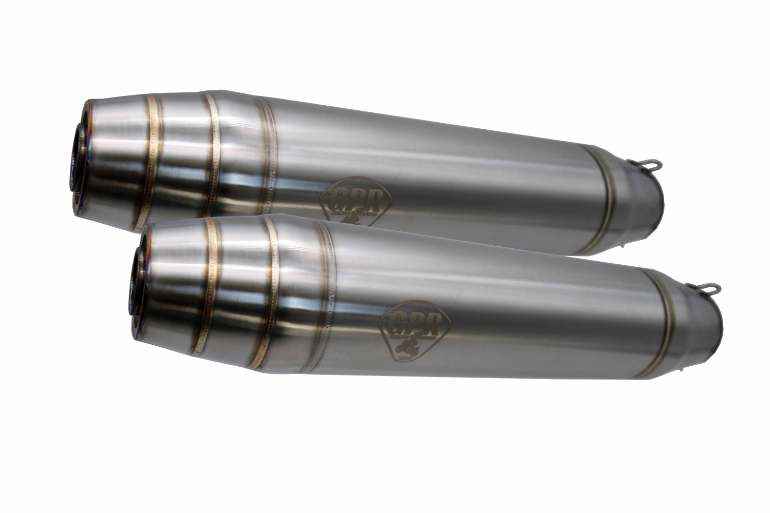 Pot echappement compatible avec Moto Guzzi V 35 Tt - SP - Lario - Gt- Custom 1982-1994, Deeptone Inox Cafè Racer, Paire de silencieux d'échappement homologués, avec db killers amovibles, livrés sans tubes de liaison 