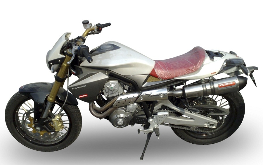 Pot echappement compatible avec Derbi Mulhacén 659 2005-2011, Gpe Ann. titanium, Échappement légal, homologué,silencieux avec db killer amovible et tuyau de liaison spécifique 