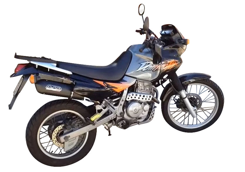 Pot echappement compatible avec Honda Dominator Nx 650 1988-2001, Furore Nero, Pot échappement homologué et légal, silencieux avec mi-collecteur y db killer amovible 