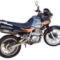 Pot echappement compatible avec Honda Dominator Nx 650 1988-2001, Furore Nero, Pot échappement homologué et légal, silencieux avec mi-collecteur y db killer amovible 