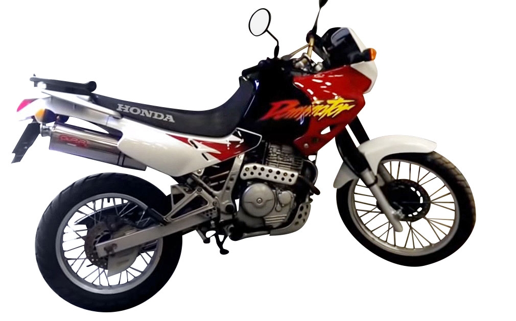 Pot echappement compatible avec Honda Dominator Nx 650 1988-2001, Trioval, Pot échappement homologué et légal, silencieux avec mi-collecteur y db killer amovible 