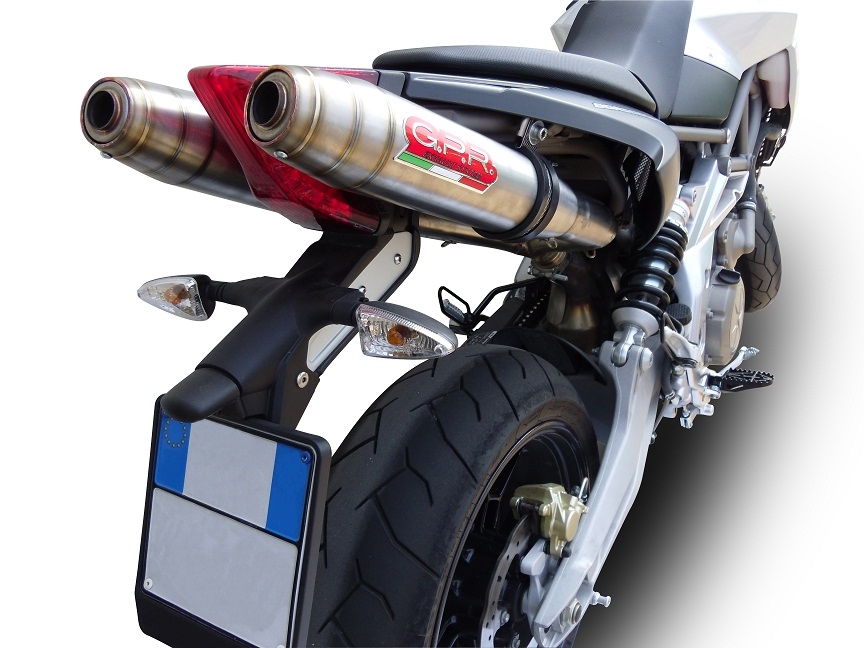 GPR pot echappement compatible avec  Aprilia Shiver 900 2017-2020, Deeptone Inox, Double pot échappement racing, avec les tuyaux de liaison, article sans homologation 
