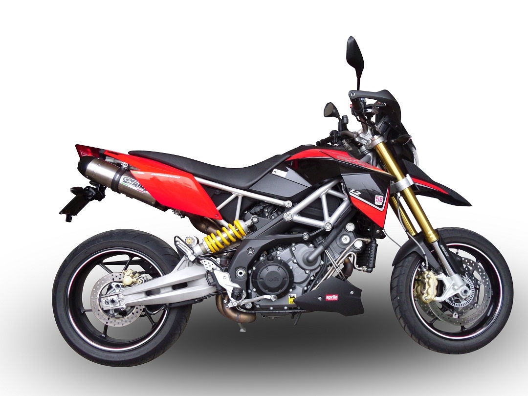 Pot echappement compatible avec Aprilia Dorsoduro 1200 2011-2016, GP Evo4 Titanium, Paire de pot d'échappement homologuées, livrées avec db killer amovible et raccords spécifiques 