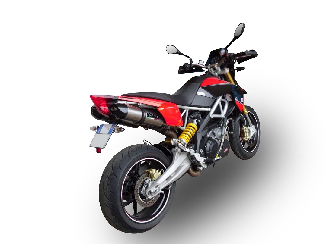 Pot echappement compatible avec Aprilia Dorsoduro 1200 2011-2016, GP Evo4 Titanium, Paire de pot d'échappement homologuées, livrées avec db killer amovible et raccords spécifiques 