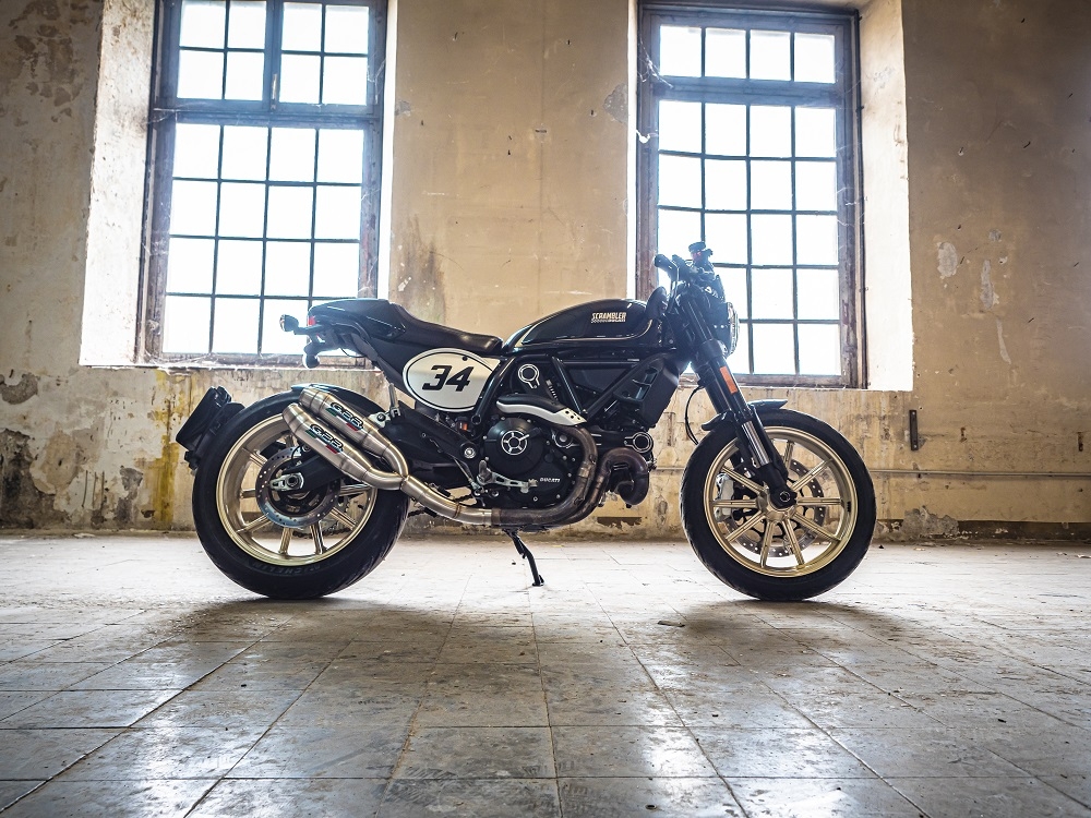 Pot echappement compatible avec Ducati Scrambler 800 2015-2016, Deeptone Inox, Paire de pot d'échappement homologuées, livrées avec db killer amovible, catalyseurs et raccords spécifiques 