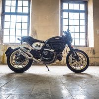 Pot echappement compatible avec Ducati Scrambler 800 2015-2016, Deeptone Inox, Paire de pot d'échappement homologuées, livrées avec db killer amovible, catalyseurs et raccords spécifiques 