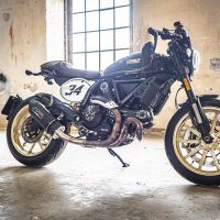 Pot echappement compatible avec Ducati Scrambler 800 2017-2020, Furore Evo4 Nero, Échappement légal, homologué,silencieux avec catalyseur, db killer amovible et tuyau de liaison spécifique 