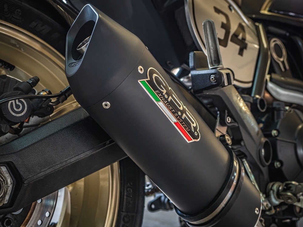 Pot echappement compatible avec Ducati Scrambler 800 2017-2020, Furore Evo4 Nero, Échappement légal, homologué,silencieux avec catalyseur, db killer amovible et tuyau de liaison spécifique 