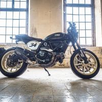 Pot echappement compatible avec Ducati Scrambler 800 2015-2016, M3 Black Titanium, Échappement légal, homologué,silencieux avec db killer amovible et tuyau de liaison spécifique 