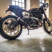 Pot echappement compatible avec Ducati Scrambler 800 2015-2016, M3 Black Titanium, Échappement légal, homologué,silencieux avec db killer amovible et tuyau de liaison spécifique 