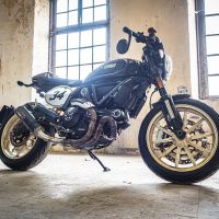 Pot echappement compatible avec Ducati Scrambler 800 2015-2016, M3 Black Titanium, Échappement légal, homologué,silencieux avec db killer amovible et tuyau de liaison spécifique 