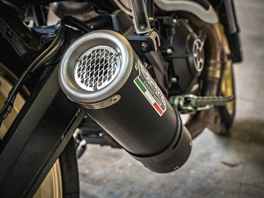 Pot echappement compatible avec Ducati Scrambler 800 2015-2016, M3 Black Titanium, Échappement légal, homologué,silencieux avec db killer amovible et tuyau de liaison spécifique 