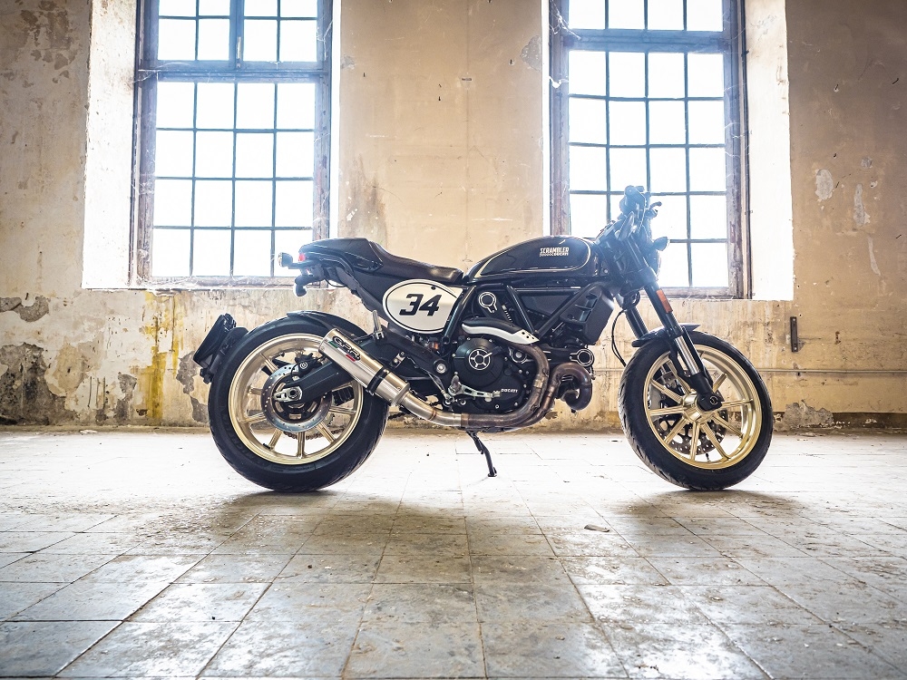 Pot echappement compatible avec Ducati Scrambler 800 2015-2016, M3 Inox , Échappement légal, homologué,silencieux avec db killer amovible et tuyau de liaison spécifique 