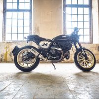 Pot echappement compatible avec Ducati Scrambler 800 2015-2016, M3 Inox , Échappement légal, homologué,silencieux avec db killer amovible et tuyau de liaison spécifique 