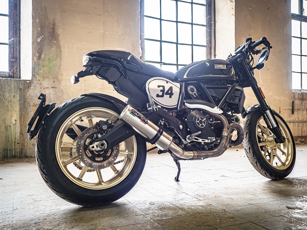 Pot echappement compatible avec Ducati Scrambler 800 2015-2016, M3 Inox , Échappement légal, homologué,silencieux avec db killer amovible et tuyau de liaison spécifique 