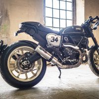 Pot echappement compatible avec Ducati Scrambler 800 2015-2016, M3 Inox , Échappement légal, homologué,silencieux avec db killer amovible et tuyau de liaison spécifique 