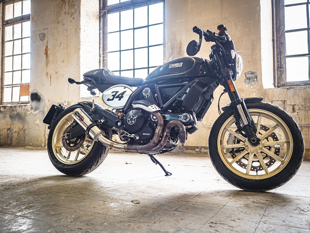 Pot echappement compatible avec Ducati Scrambler 800 2015-2016, M3 Inox , Échappement légal, homologué,silencieux avec db killer amovible et tuyau de liaison spécifique 