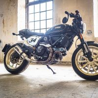 Pot echappement compatible avec Ducati Scrambler 800 2015-2016, M3 Inox , Échappement légal, homologué,silencieux avec db killer amovible et tuyau de liaison spécifique 