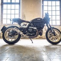 Pot echappement compatible avec Ducati Scrambler 800 2015-2016, M3 Titanium Natural, Échappement légal, homologué,silencieux avec catalyseur, db killer amovible et tuyau de liaison spécifique 