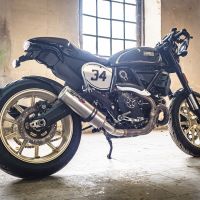 Pot echappement compatible avec Ducati Scrambler 800 2015-2016, M3 Titanium Natural, Échappement légal, homologué,silencieux avec catalyseur, db killer amovible et tuyau de liaison spécifique 