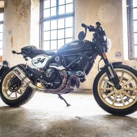 Pot echappement compatible avec Ducati Scrambler 800 2015-2016, M3 Titanium Natural, Échappement légal, homologué,silencieux avec catalyseur, db killer amovible et tuyau de liaison spécifique 