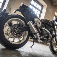 Pot echappement compatible avec Ducati Scrambler 800 2015-2016, M3 Titanium Natural, Échappement légal, homologué,silencieux avec catalyseur, db killer amovible et tuyau de liaison spécifique 