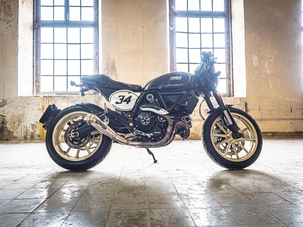 Pot echappement compatible avec Ducati Scrambler 800 2015-2016, Powercone Evo, Échappement légal, homologué,silencieux avec db killer amovible et tuyau de liaison spécifique 