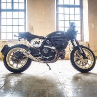Pot echappement compatible avec Ducati Scrambler 800 2015-2016, Powercone Evo, Échappement légal, homologué,silencieux avec db killer amovible et tuyau de liaison spécifique 