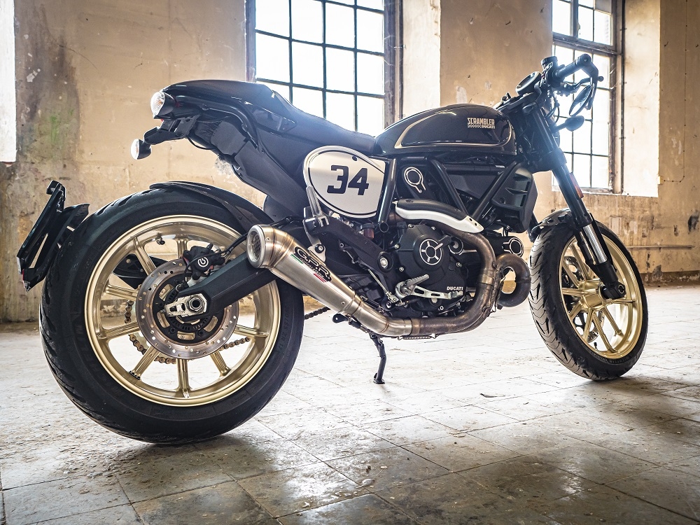 Pot echappement compatible avec Ducati Scrambler 800 2015-2016, Powercone Evo, Échappement légal, homologué,silencieux avec db killer amovible et tuyau de liaison spécifique 