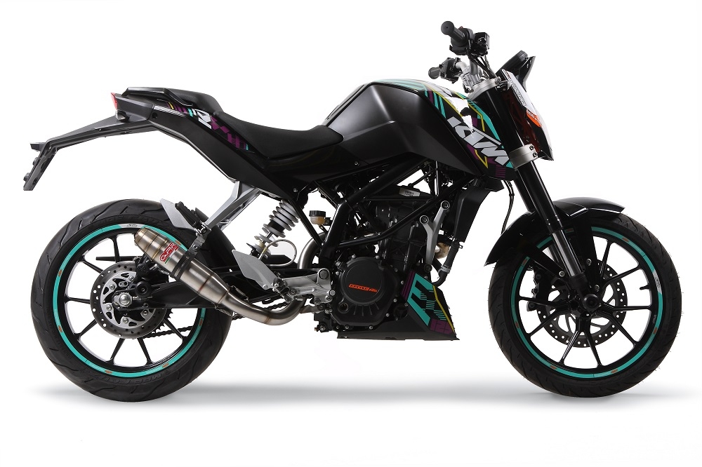 Pot echappement compatible avec Ktm Duke 200 2012-2020, Deeptone Inox, Échappement légal, homologué,silencieux avec db killer amovible et tuyau de liaison spécifique 
