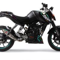 Pot echappement compatible avec Ktm Duke 200 2012-2020, Deeptone Inox, Échappement légal, homologué,silencieux avec db killer amovible et tuyau de liaison spécifique 