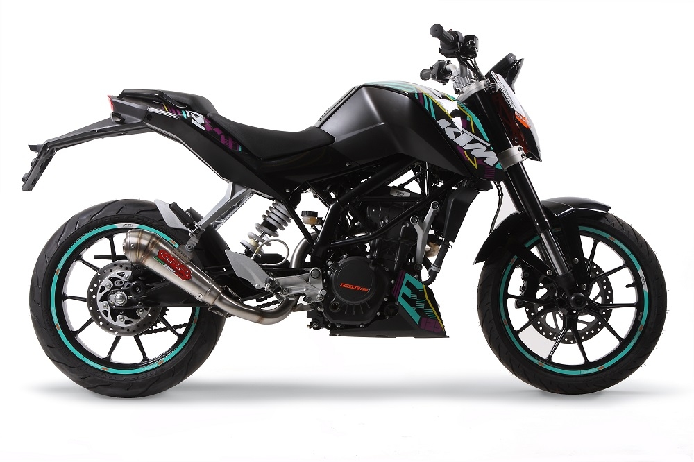 Pot echappement compatible avec Ktm Duke 125 2011-2016, Powercone Evo, Pot Échappement slip-on homologué, légal, avec db killer amovible, tuyau de liaison et catalyseur 