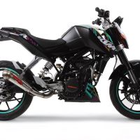 Pot echappement compatible avec Ktm Duke 125 2011-2016, Powercone Evo, Pot Échappement slip-on homologué, légal, avec db killer amovible, tuyau de liaison et catalyseur 