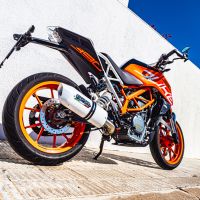 Pot echappement compatible avec Ktm Duke 390 2017-2020, Albus Evo4, Échappement légal, homologué,silencieux avec db killer amovible et tuyau de liaison spécifique 