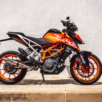 Pot echappement compatible avec Ktm Duke 390 2013-2016, Deeptone Inox, Échappement légal, homologué,silencieux avec db killer amovible et tuyau de liaison spécifique 